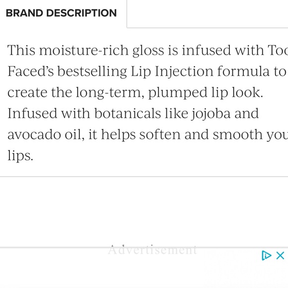 FULL SIZE TOO FACED LIP INJECTION GLOSSY PLUMPING LIP GLOSS IN SHADE MILKSHAKE - Picture 2 of 5